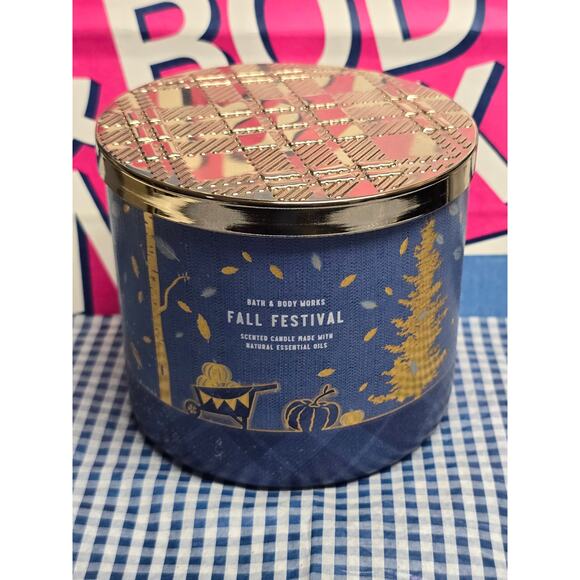 BBW Fall Festival Large 3 Wick Candle Festive Holiday Home Fragrance Decor - Picture 1 of 2